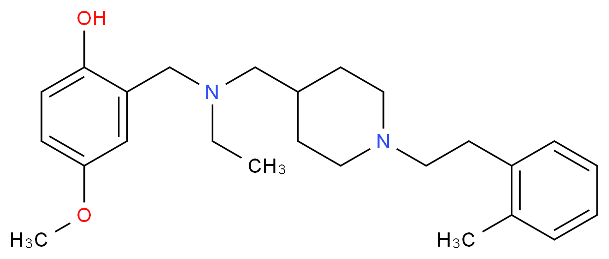 2-{[ethyl({1-[2-(2-methylphenyl)ethyl]-4-piperidinyl}methyl)amino]methyl}-4-methoxyphenol_分子结构_CAS_)