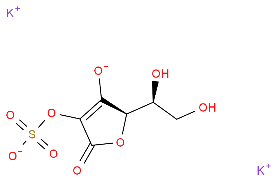 dipotassium (2R)-2-[(1S)-1,2-dihydroxyethyl]-5-oxo-4-(sulfonatooxy)-2,5-dihydrofuran-3-olate_分子结构_CAS_52174-99-9