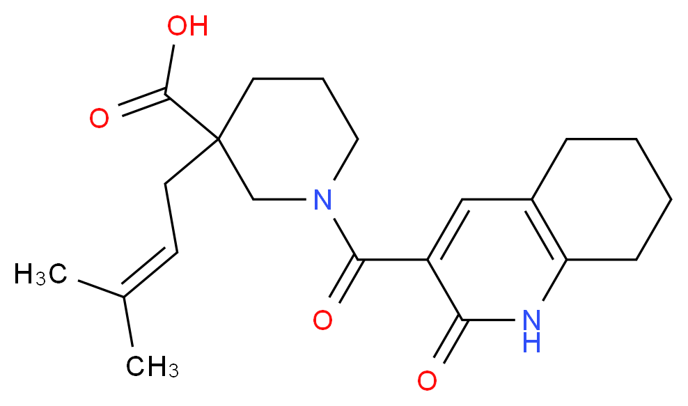 3-(3-methylbut-2-en-1-yl)-1-[(2-oxo-1,2,5,6,7,8-hexahydroquinolin-3-yl)carbonyl]piperidine-3-carboxylic acid_分子结构_CAS_)