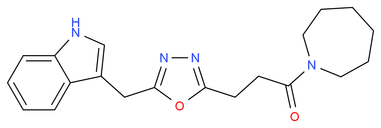 3-({5-[3-(1-azepanyl)-3-oxopropyl]-1,3,4-oxadiazol-2-yl}methyl)-1H-indole_分子结构_CAS_)