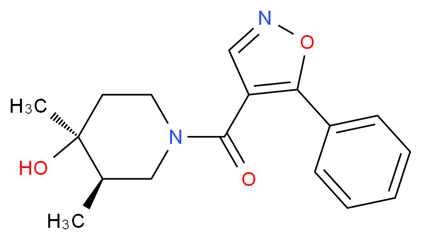 (3R*,4S*)-3,4-dimethyl-1-[(5-phenylisoxazol-4-yl)carbonyl]piperidin-4-ol_分子结构_CAS_)