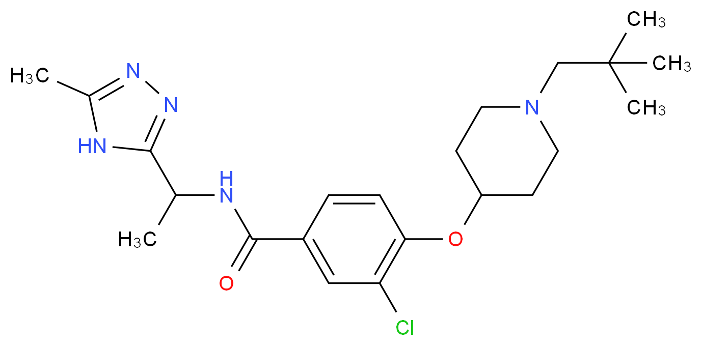 3-chloro-4-{[1-(2,2-dimethylpropyl)-4-piperidinyl]oxy}-N-[1-(5-methyl-4H-1,2,4-triazol-3-yl)ethyl]benzamide_分子结构_CAS_)