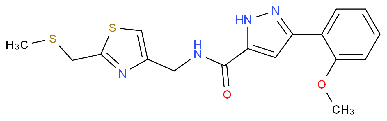 3-(2-methoxyphenyl)-N-({2-[(methylthio)methyl]-1,3-thiazol-4-yl}methyl)-1H-pyrazole-5-carboxamide_分子结构_CAS_)