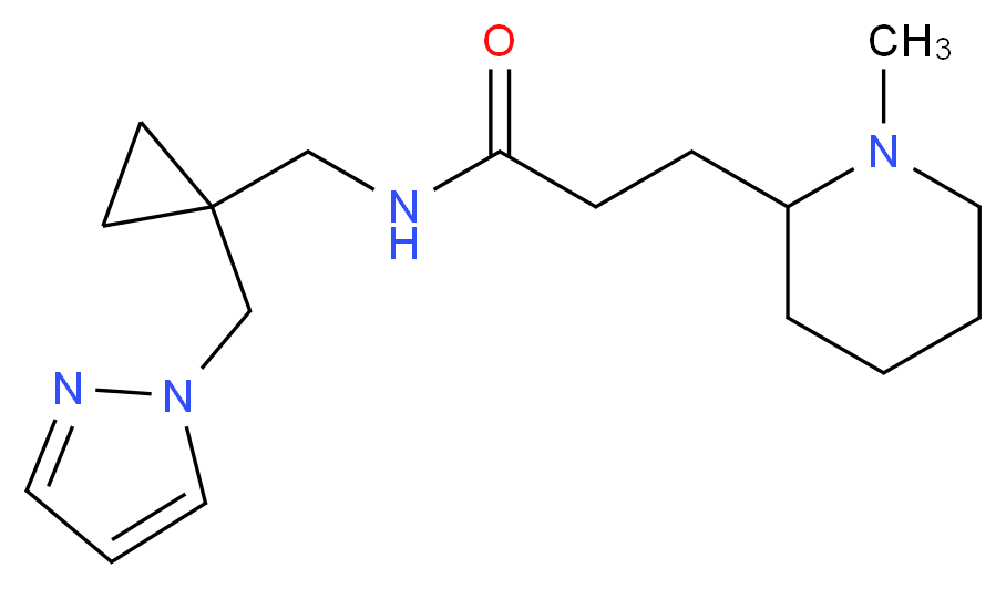 3-(1-methyl-2-piperidinyl)-N-{[1-(1H-pyrazol-1-ylmethyl)cyclopropyl]methyl}propanamide_分子结构_CAS_)