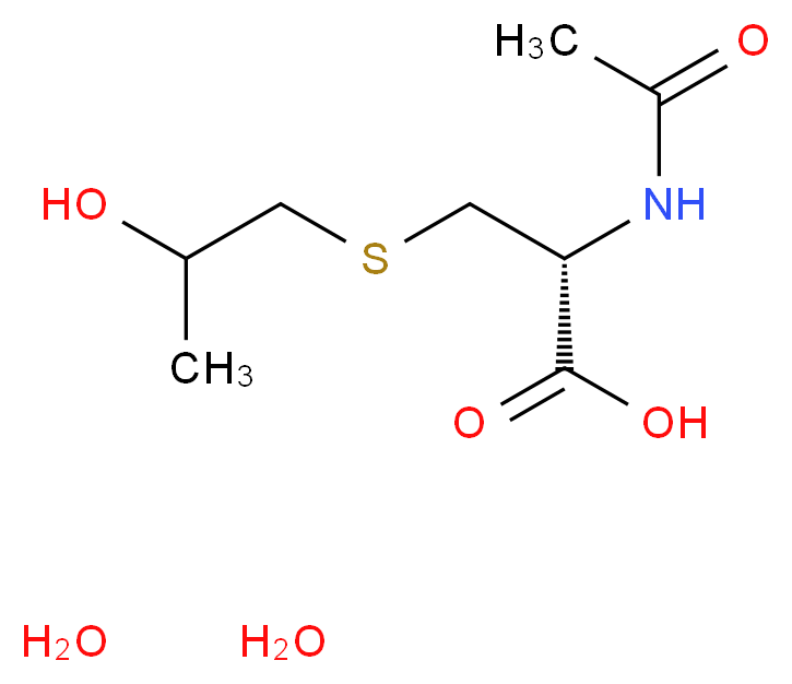 (2R)-2-acetamido-3-[(2-hydroxypropyl)sulfanyl]propanoic acid dihydrate_分子结构_CAS_923-43-3