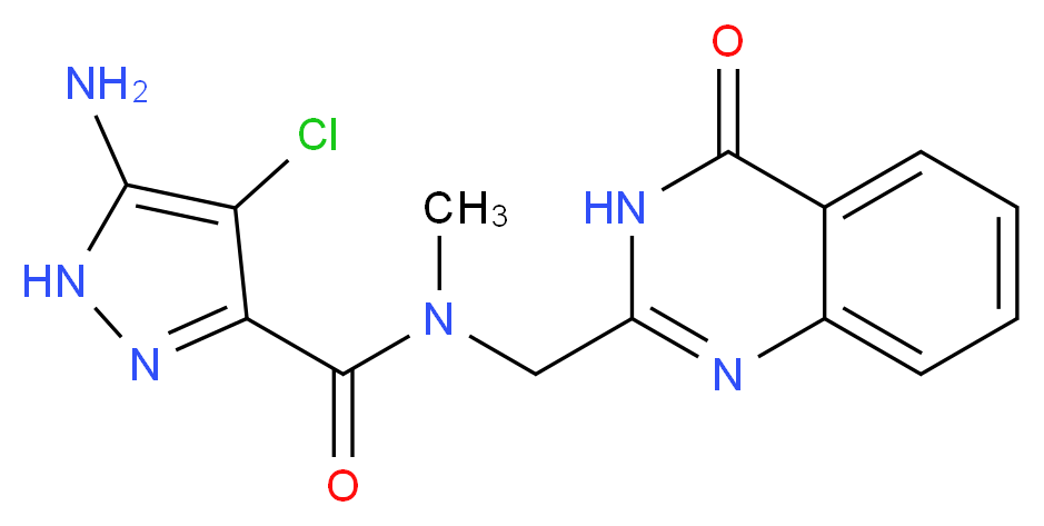 5-amino-4-chloro-N-methyl-N-[(4-oxo-3,4-dihydroquinazolin-2-yl)methyl]-1H-pyrazole-3-carboxamide_分子结构_CAS_)