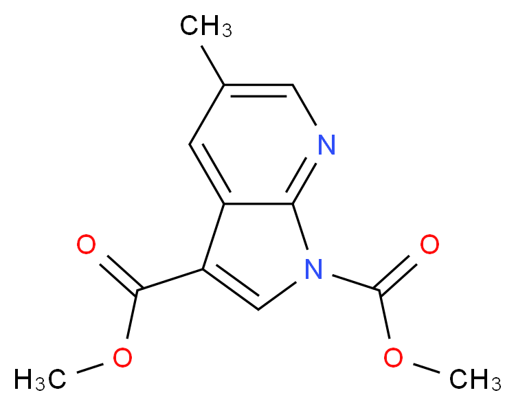 Dimethyl 5-methyl-1H-pyrrolo[2,3-b]pyridine-1,3-dicarboxylate_分子结构_CAS_1198106-53-4)