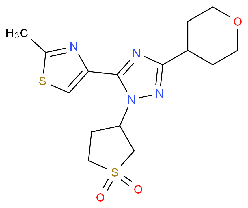 1-(1,1-dioxidotetrahydro-3-thienyl)-5-(2-methyl-1,3-thiazol-4-yl)-3-(tetrahydro-2H-pyran-4-yl)-1H-1,2,4-triazole_分子结构_CAS_)