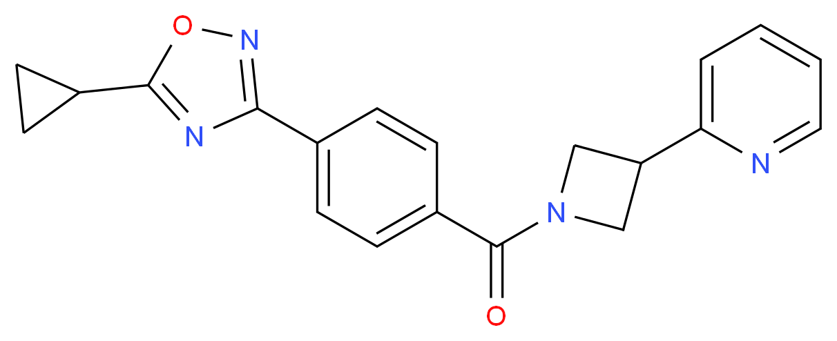 2-{1-[4-(5-cyclopropyl-1,2,4-oxadiazol-3-yl)benzoyl]azetidin-3-yl}pyridine_分子结构_CAS_)
