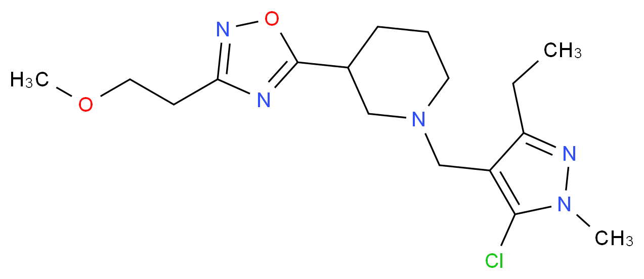 1-[(5-chloro-3-ethyl-1-methyl-1H-pyrazol-4-yl)methyl]-3-[3-(2-methoxyethyl)-1,2,4-oxadiazol-5-yl]piperidine_分子结构_CAS_)