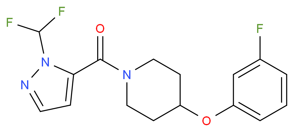 1-{[1-(difluoromethyl)-1H-pyrazol-5-yl]carbonyl}-4-(3-fluorophenoxy)piperidine_分子结构_CAS_)