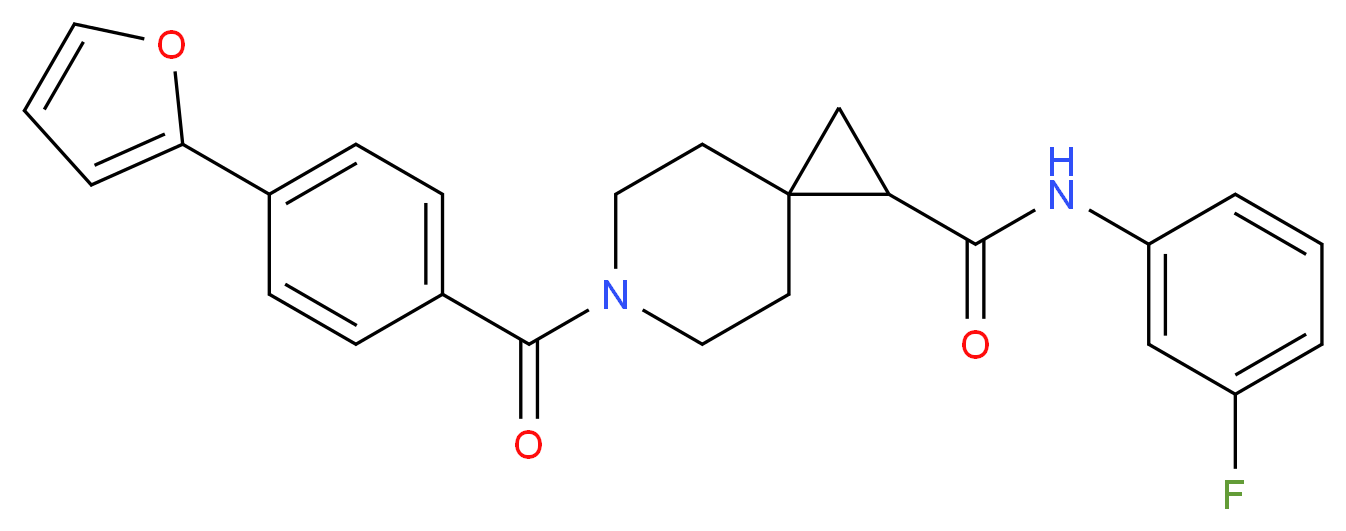 N-(3-fluorophenyl)-6-[4-(2-furyl)benzoyl]-6-azaspiro[2.5]octane-1-carboxamide_分子结构_CAS_)