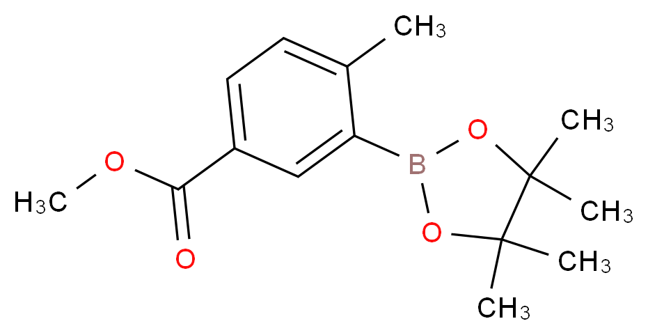 methyl 4-methyl-3-(tetramethyl-1,3,2-dioxaborolan-2-yl)benzoate_分子结构_CAS_882679-40-5