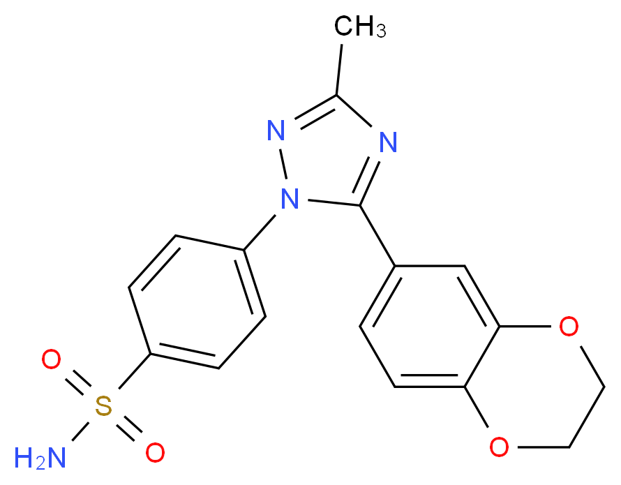 4-[5-(2,3-dihydro-1,4-benzodioxin-6-yl)-3-methyl-1H-1,2,4-triazol-1-yl]benzenesulfonamide_分子结构_CAS_)