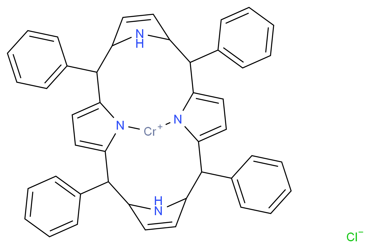 2,7,12,17-tetraphenyl-21,23,24,25-tetraaza-22-chromahexacyclo[9.9.3.1<sup>3</sup>,<sup>6</sup>.1<sup>1</sup><sup>3</sup>,<sup>1</sup><sup>6</sup>.0<sup>8</sup>,<sup>2</sup><sup>3</sup>.0<sup>1</sup><sup>8</sup>,<sup>2</sup><sup>1</sup>]pentacosa-1(20),4,8,10,14,18-hexaen-22-ylium chloride_分子结构_CAS_28110-70-5