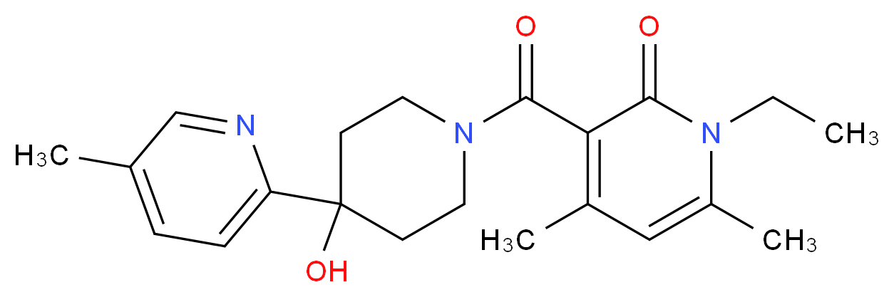 1-ethyl-3-{[4-hydroxy-4-(5-methylpyridin-2-yl)piperidin-1-yl]carbonyl}-4,6-dimethylpyridin-2(1H)-one_分子结构_CAS_)