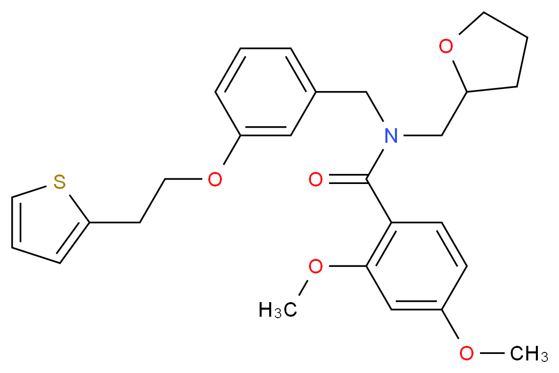 2,4-dimethoxy-N-(tetrahydro-2-furanylmethyl)-N-{3-[2-(2-thienyl)ethoxy]benzyl}benzamide_分子结构_CAS_)