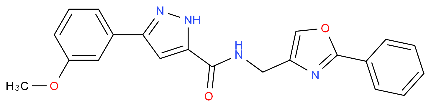 3-(3-methoxyphenyl)-N-[(2-phenyl-1,3-oxazol-4-yl)methyl]-1H-pyrazole-5-carboxamide_分子结构_CAS_)