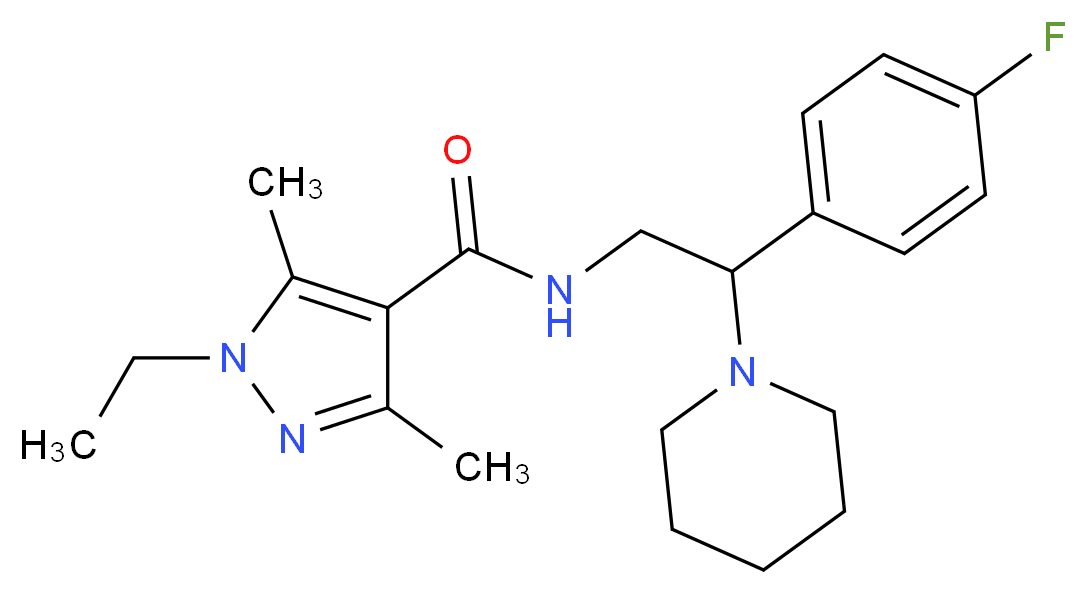1-ethyl-N-[2-(4-fluorophenyl)-2-piperidin-1-ylethyl]-3,5-dimethyl-1H-pyrazole-4-carboxamide_分子结构_CAS_)