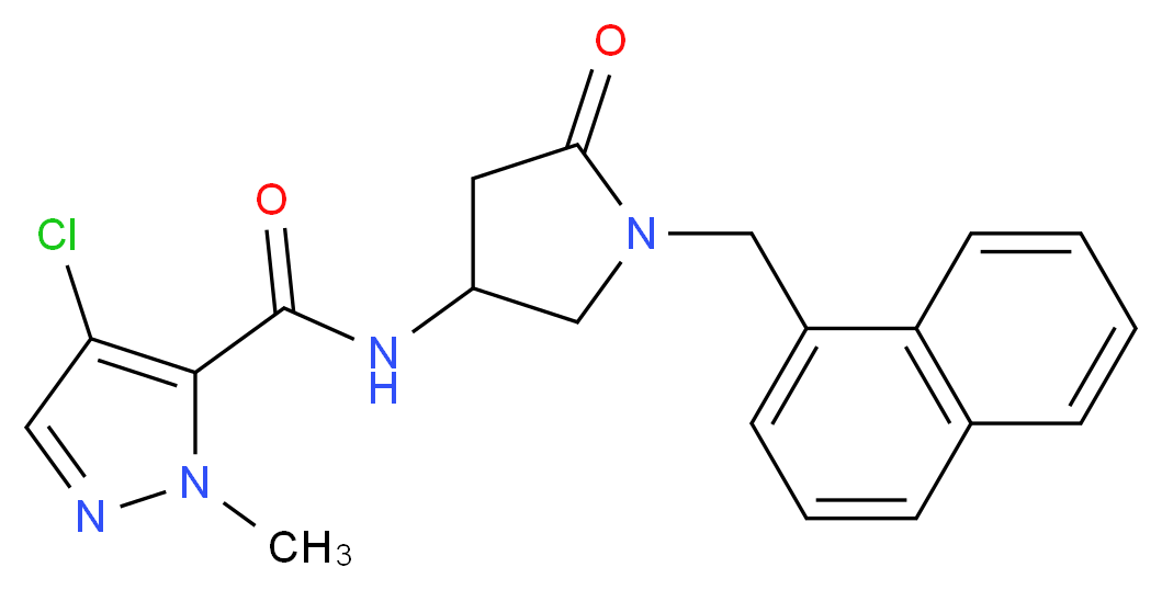 4-chloro-1-methyl-N-[1-(1-naphthylmethyl)-5-oxopyrrolidin-3-yl]-1H-pyrazole-5-carboxamide_分子结构_CAS_)