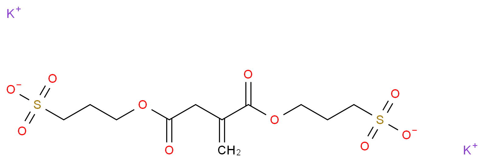 dipotassium 3-{[2-methylidene-4-oxo-4-(3-sulfonatopropoxy)butanoyl]oxy}propane-1-sulfonate_分子结构_CAS_93841-09-9