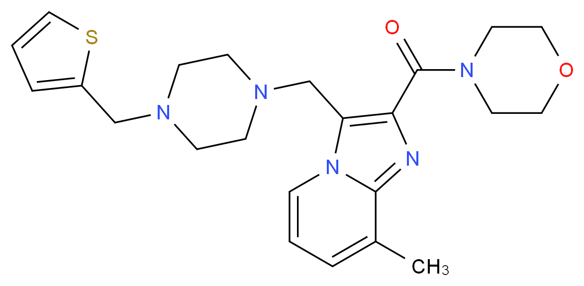 8-methyl-2-(4-morpholinylcarbonyl)-3-{[4-(2-thienylmethyl)-1-piperazinyl]methyl}imidazo[1,2-a]pyridine_分子结构_CAS_)