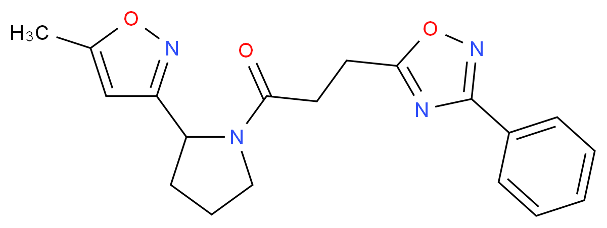5-{3-[2-(5-methyl-3-isoxazolyl)-1-pyrrolidinyl]-3-oxopropyl}-3-phenyl-1,2,4-oxadiazole_分子结构_CAS_)