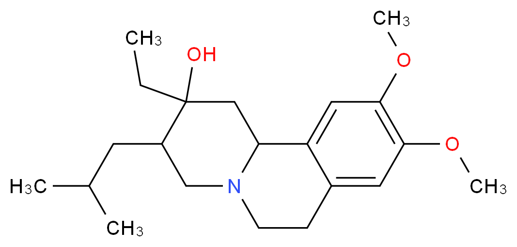 2-ethyl-9,10-dimethoxy-3-(2-methylpropyl)-1H,2H,3H,4H,6H,7H,11bH-pyrido[2,1-a]isoquinolin-2-ol_分子结构_CAS_303-75-3