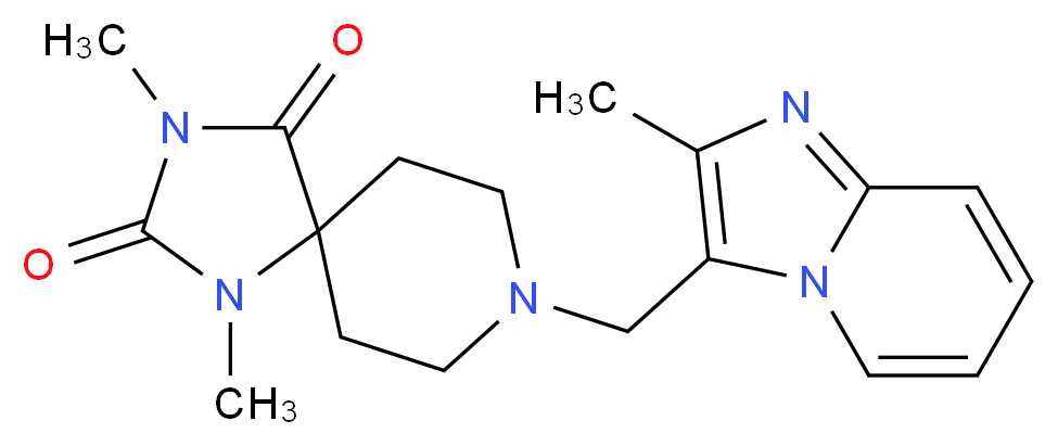 1,3-dimethyl-8-[(2-methylimidazo[1,2-a]pyridin-3-yl)methyl]-1,3,8-triazaspiro[4.5]decane-2,4-dione_分子结构_CAS_)