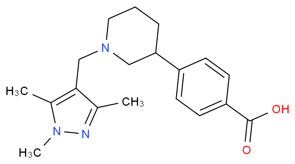 4-{1-[(1,3,5-trimethyl-1H-pyrazol-4-yl)methyl]piperidin-3-yl}benzoic acid_分子结构_CAS_)