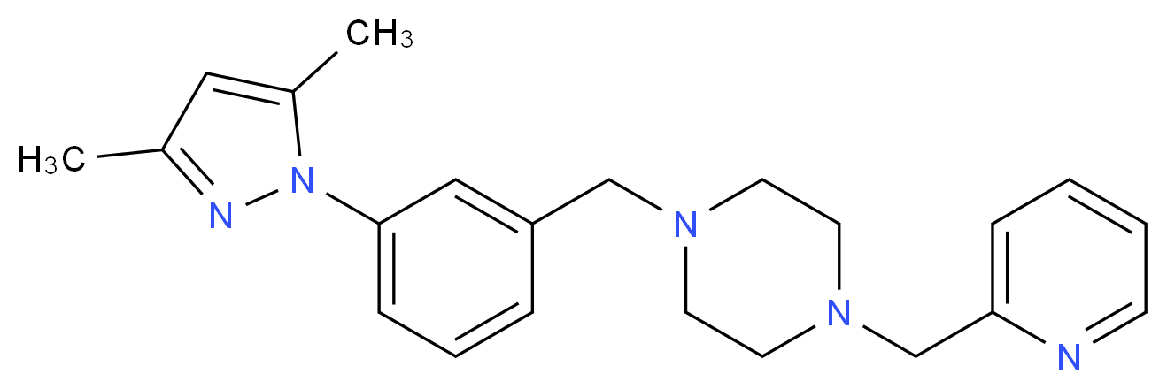 1-[3-(3,5-dimethyl-1H-pyrazol-1-yl)benzyl]-4-(pyridin-2-ylmethyl)piperazine_分子结构_CAS_)
