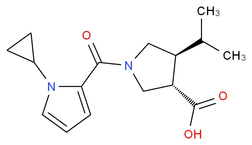 (3S*,4S*)-1-[(1-cyclopropyl-1H-pyrrol-2-yl)carbonyl]-4-isopropyl-3-pyrrolidinecarboxylic acid_分子结构_CAS_)