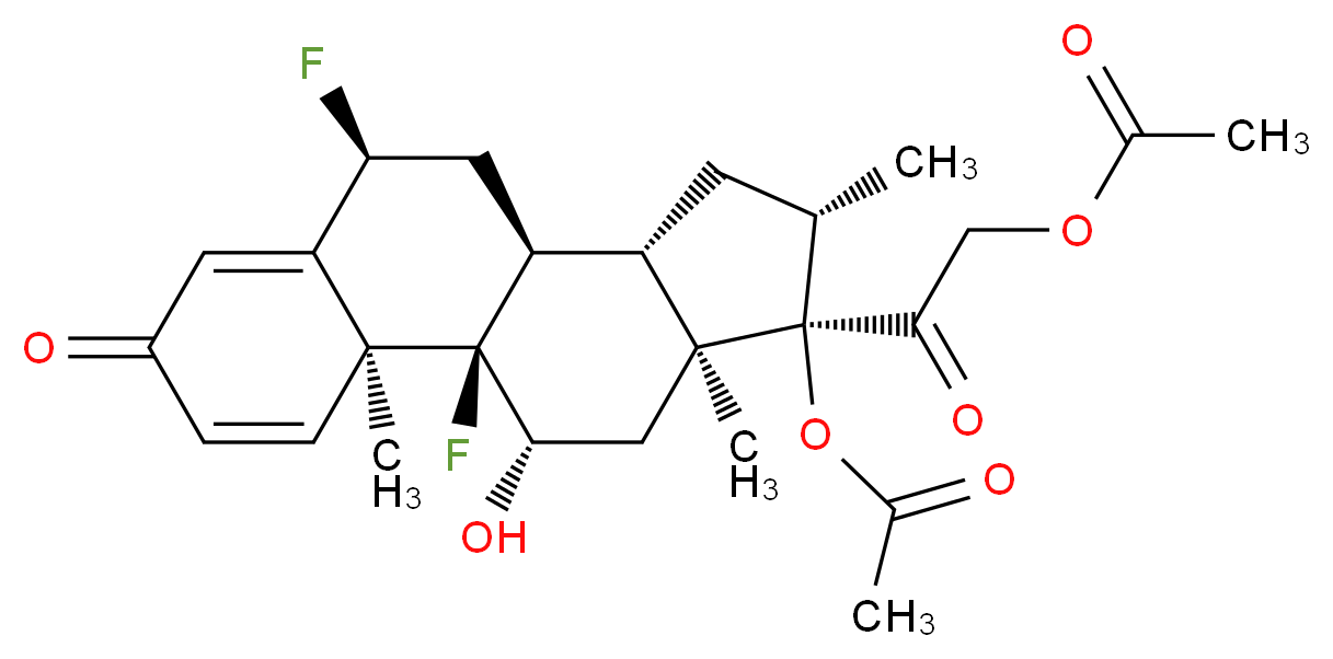 2-[(1R,2S,8S,10S,11S,13S,14R,15S,17S)-14-(acetyloxy)-1,8-difluoro-17-hydroxy-2,13,15-trimethyl-5-oxotetracyclo[8.7.0.0<sup>2</sup>,<sup>7</sup>.0<sup>1</sup><sup>1</sup>,<sup>1</sup><sup>5</sup>]heptadeca-3,6-dien-14-yl]-2-oxoethyl acetate_分子结构_CAS_2557-49-5