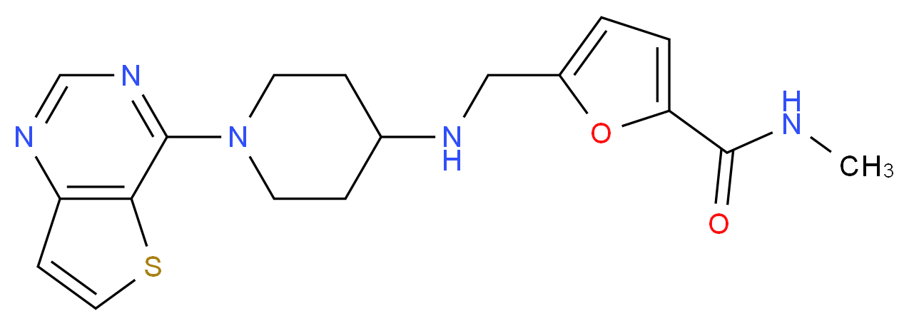 N-methyl-5-{[(1-thieno[3,2-d]pyrimidin-4-ylpiperidin-4-yl)amino]methyl}-2-furamide_分子结构_CAS_)