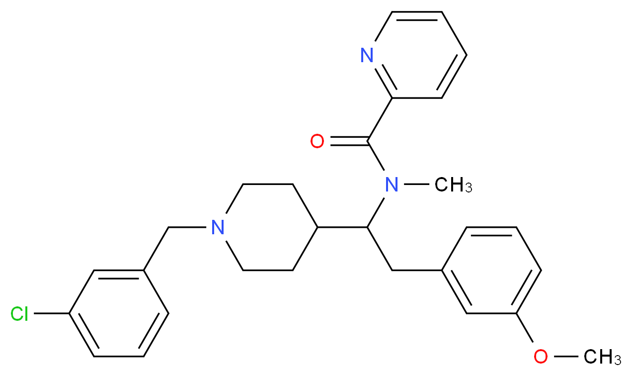 N-[1-[1-(3-chlorobenzyl)-4-piperidinyl]-2-(3-methoxyphenyl)ethyl]-N-methyl-2-pyridinecarboxamide_分子结构_CAS_)