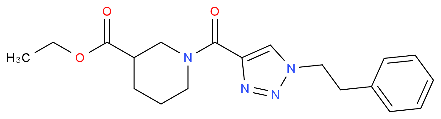 ethyl 1-{[1-(2-phenylethyl)-1H-1,2,3-triazol-4-yl]carbonyl}-3-piperidinecarboxylate_分子结构_CAS_)