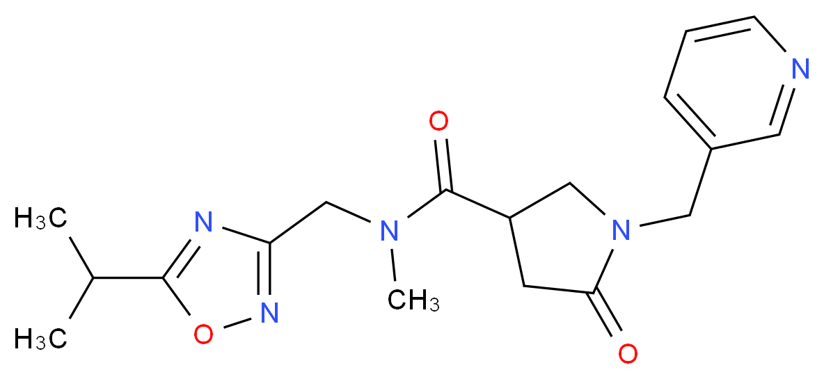 N-[(5-isopropyl-1,2,4-oxadiazol-3-yl)methyl]-N-methyl-5-oxo-1-(3-pyridinylmethyl)-3-pyrrolidinecarboxamide_分子结构_CAS_)