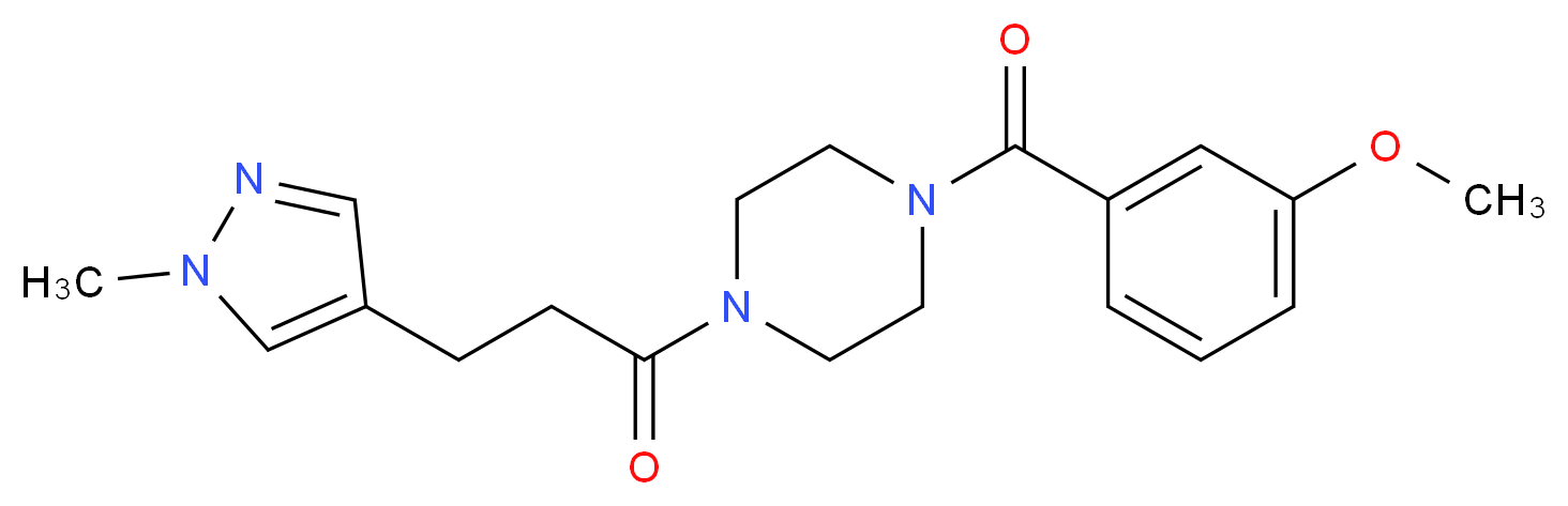 1-(3-methoxybenzoyl)-4-[3-(1-methyl-1H-pyrazol-4-yl)propanoyl]piperazine_分子结构_CAS_)