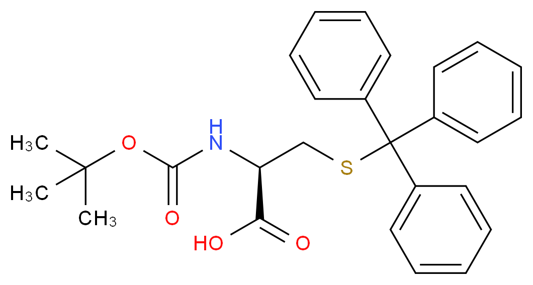 (2R)-2-{[(tert-butoxy)carbonyl]amino}-3-[(triphenylmethyl)sulfanyl]propanoic acid_分子结构_CAS_21947-98-8