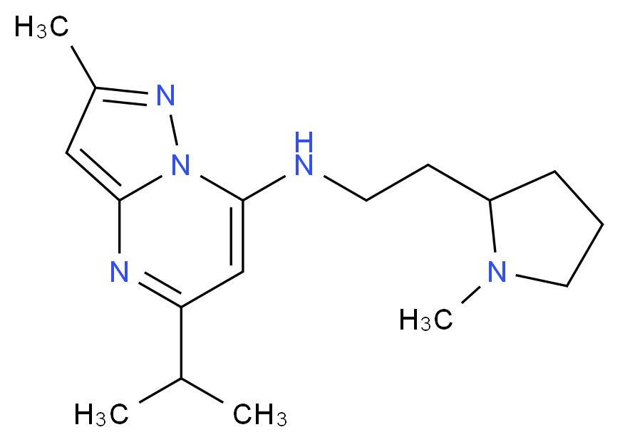 5-isopropyl-2-methyl-N-[2-(1-methyl-2-pyrrolidinyl)ethyl]pyrazolo[1,5-a]pyrimidin-7-amine_分子结构_CAS_)