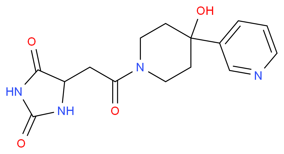 5-[2-(4-hydroxy-4-pyridin-3-ylpiperidin-1-yl)-2-oxoethyl]imidazolidine-2,4-dione_分子结构_CAS_)