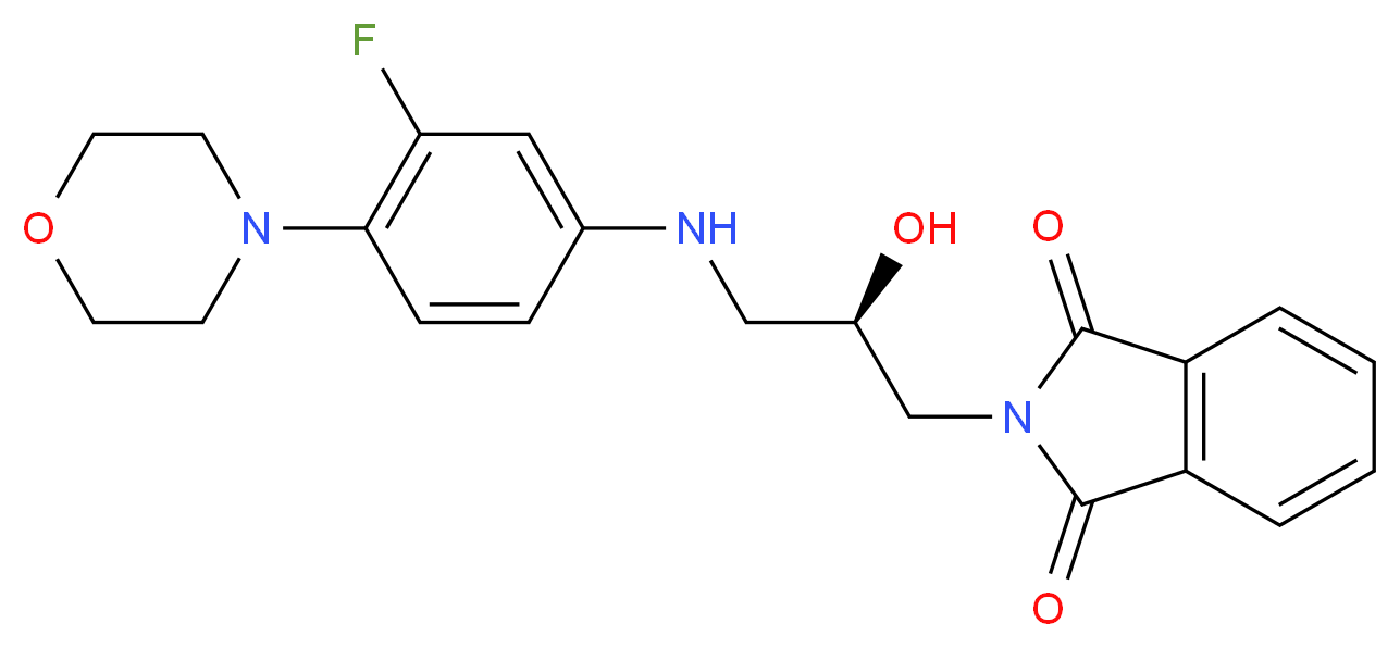 2-[(2R)-3-{[3-fluoro-4-(morpholin-4-yl)phenyl]amino}-2-hydroxypropyl]-2,3-dihydro-1H-isoindole-1,3-dione_分子结构_CAS_874340-08-6