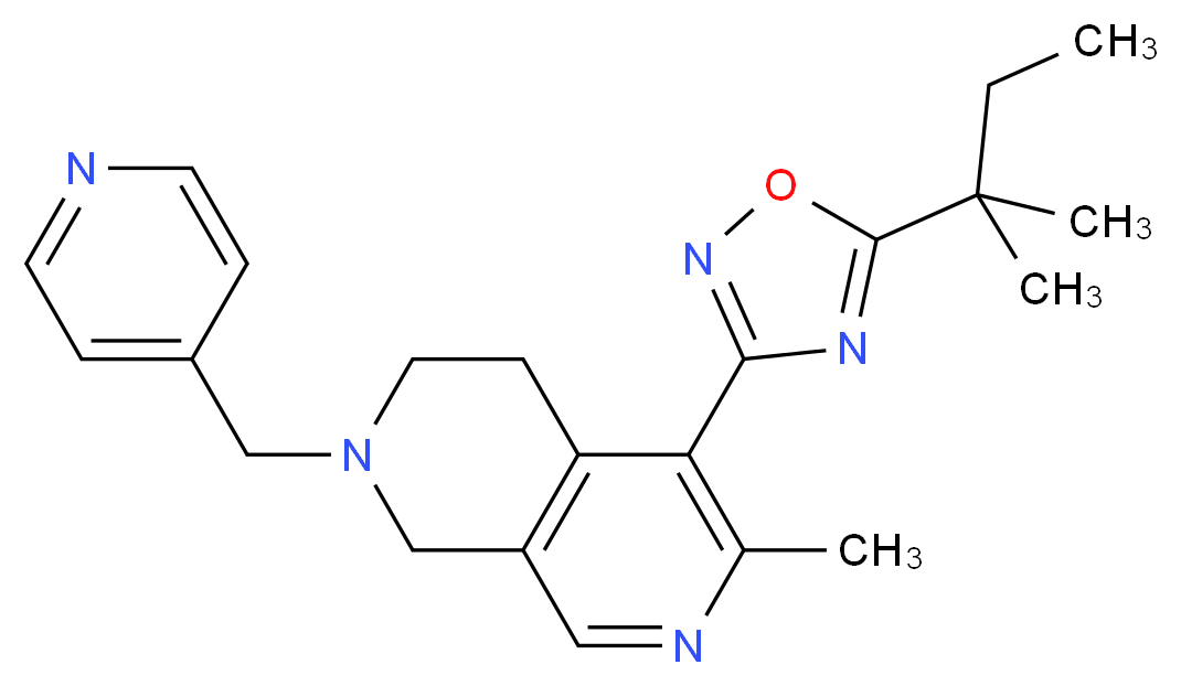5-[5-(1,1-dimethylpropyl)-1,2,4-oxadiazol-3-yl]-6-methyl-2-(pyridin-4-ylmethyl)-1,2,3,4-tetrahydro-2,7-naphthyridine_分子结构_CAS_)