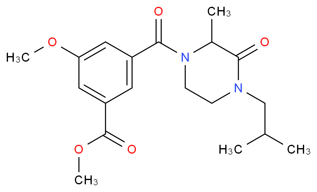 methyl 3-[(4-isobutyl-2-methyl-3-oxo-1-piperazinyl)carbonyl]-5-methoxybenzoate_分子结构_CAS_)