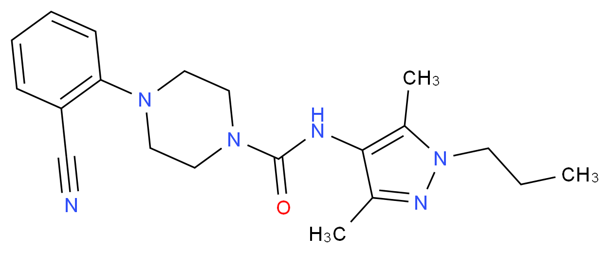 4-(2-cyanophenyl)-N-(3,5-dimethyl-1-propyl-1H-pyrazol-4-yl)piperazine-1-carboxamide_分子结构_CAS_)