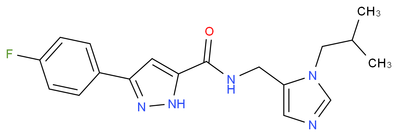 3-(4-fluorophenyl)-N-[(1-isobutyl-1H-imidazol-5-yl)methyl]-1H-pyrazole-5-carboxamide_分子结构_CAS_)