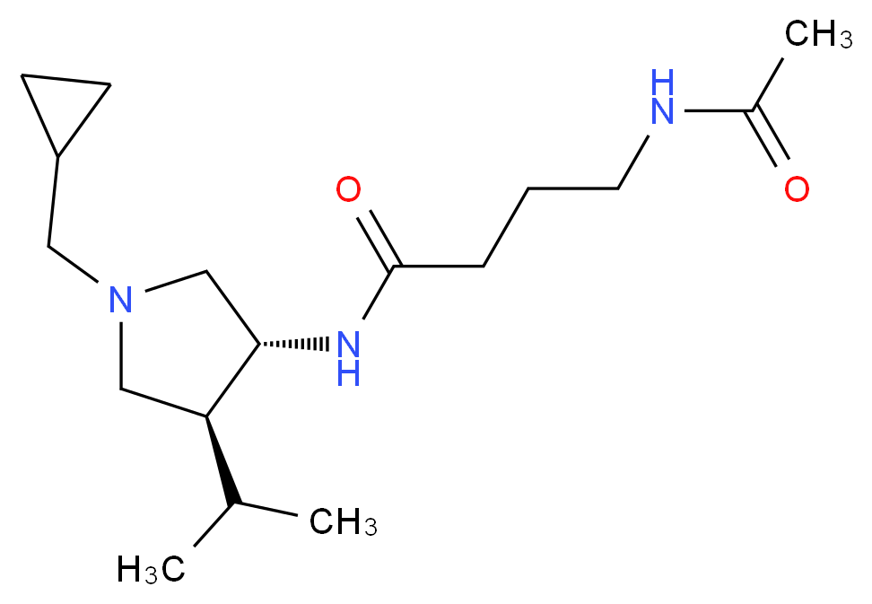 4-(acetylamino)-N-[(3R*,4S*)-1-(cyclopropylmethyl)-4-isopropyl-3-pyrrolidinyl]butanamide_分子结构_CAS_)
