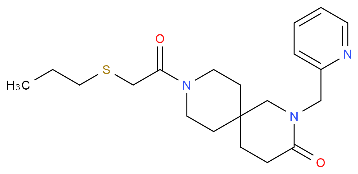 9-[(propylthio)acetyl]-2-(pyridin-2-ylmethyl)-2,9-diazaspiro[5.5]undecan-3-one_分子结构_CAS_)