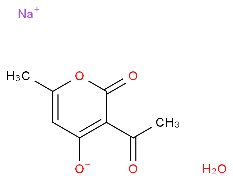 sodium 3-acetyl-6-methyl-2-oxo-2H-pyran-4-olate hydrate_分子结构_CAS_64039-28-7