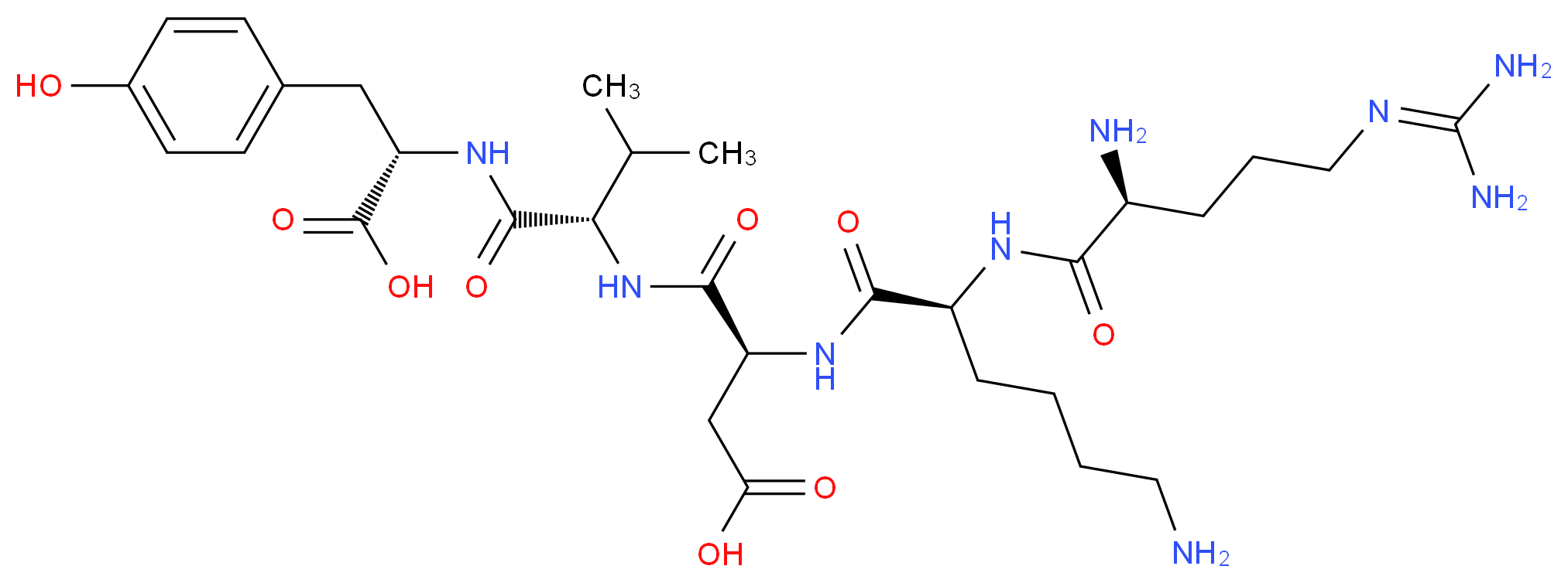 (3S)-3-[(2S)-6-amino-2-[(2S)-2-amino-5-[(diaminomethylidene)amino]pentanamido]hexanamido]-3-{[(1S)-1-{[(1S)-1-carboxy-2-(4-hydroxyphenyl)ethyl]carbamoyl}-2-methylpropyl]carbamoyl}propanoic acid_分子结构_CAS_69558-55-0